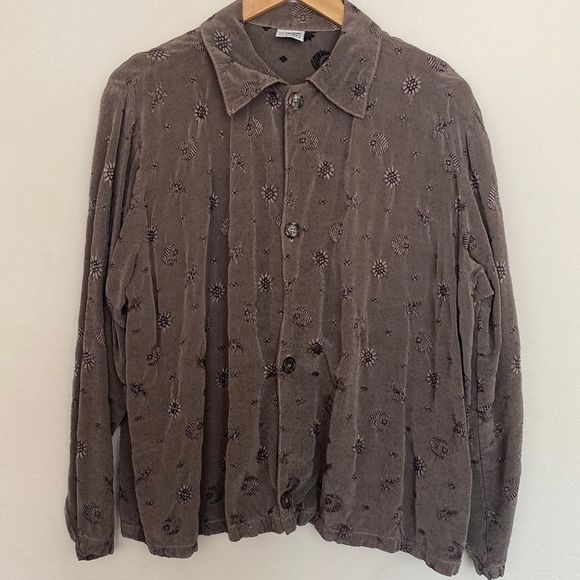 CP Shades sun and moon embroidered blouse long sleeve button up 100% rayon - Picture 2 of 5